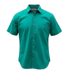 💥 Kenneth‎ Cole Reaction Shirt | Size L | Teal Short Sleeve Button-Up Heat